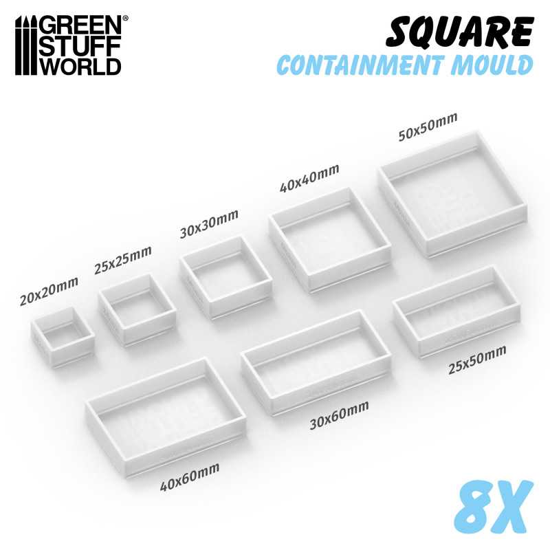 GREEN STUFF WORLD Containment Molds for Square Bases