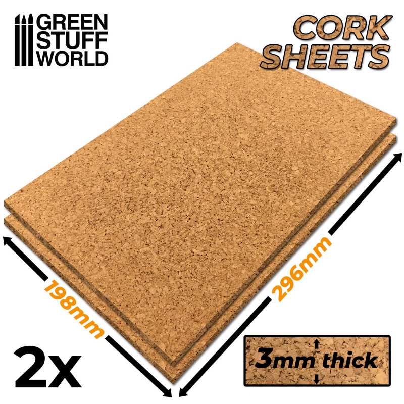 GREEN STUFF WORLD Cork Sheet in 3mm x2