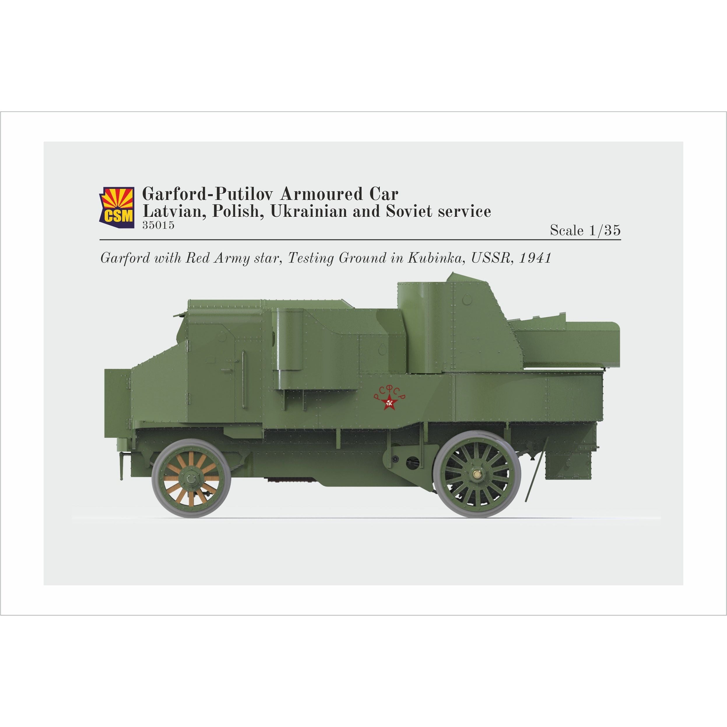 COPPER STATE MODELS 1/35 Garford-Putilov Armoured Car, Latvian, Polish, Ukrainian, Soviet Service
