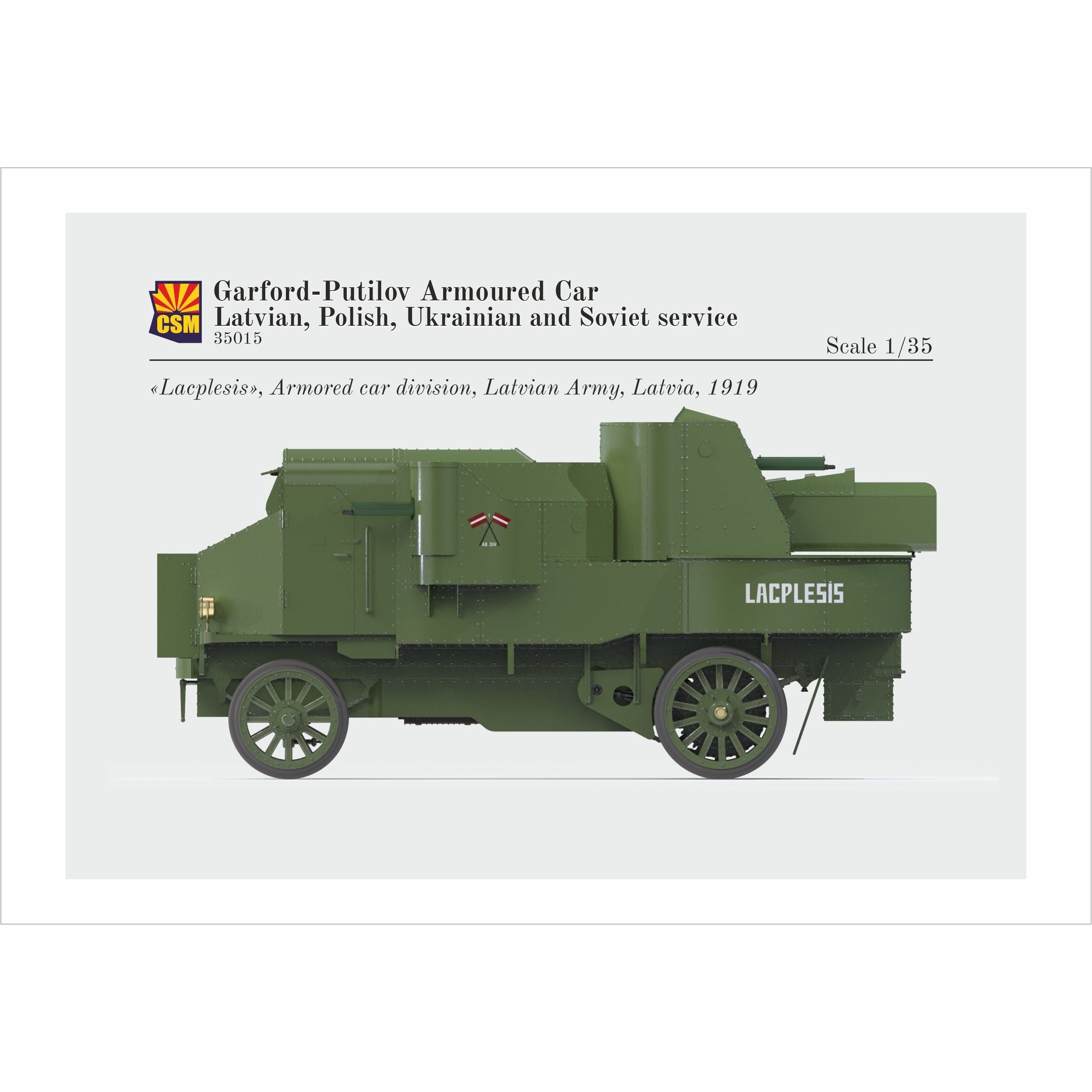COPPER STATE MODELS 1/35 Garford-Putilov Armoured Car, Latvian, Polish, Ukrainian, Soviet Service