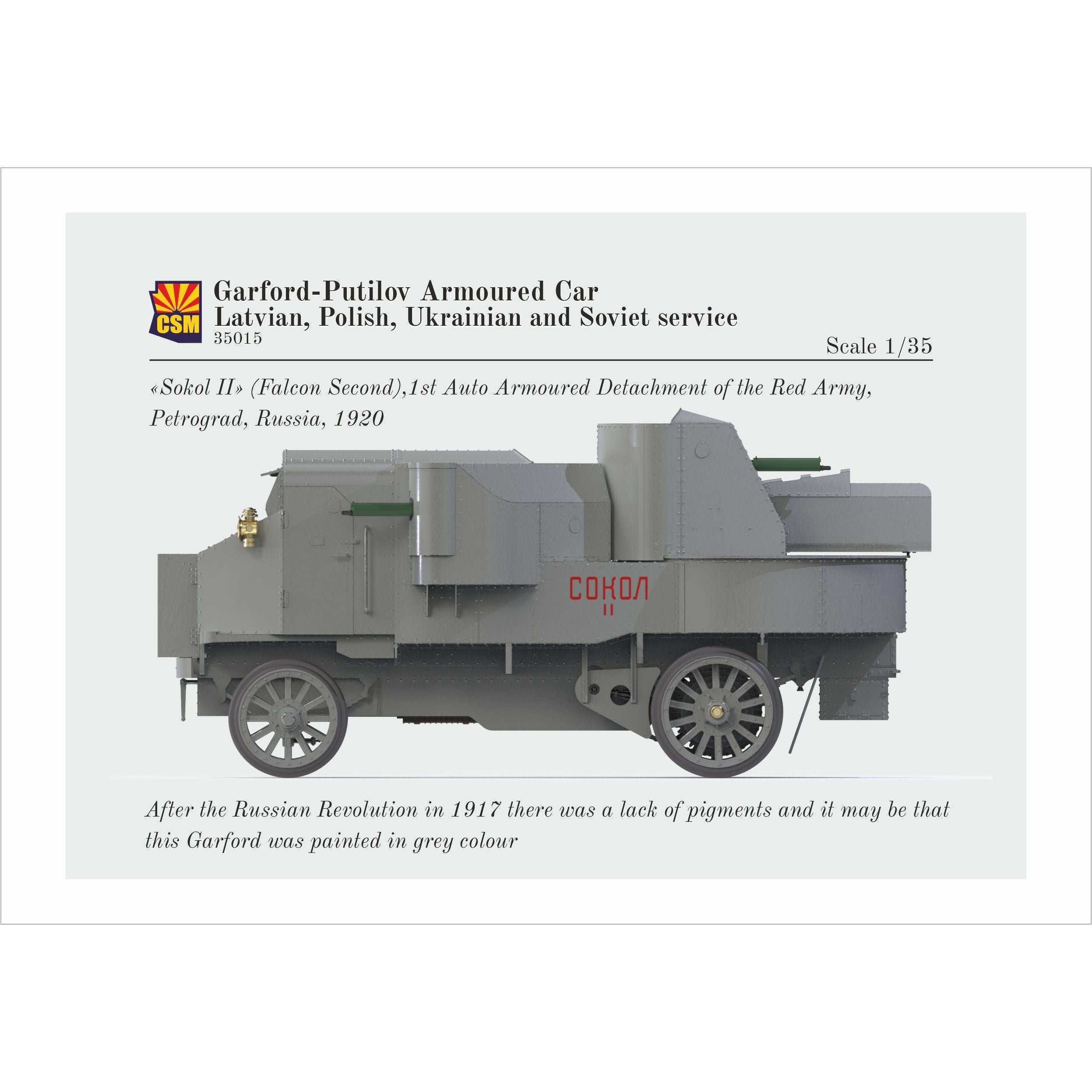 COPPER STATE MODELS 1/35 Garford-Putilov Armoured Car, Latvian, Polish, Ukrainian, Soviet Service
