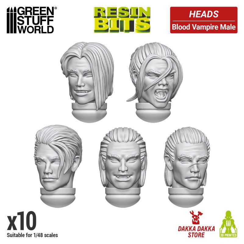GREEN STUFF WORLD DakkaDakka - Blood Vampire Male Heads