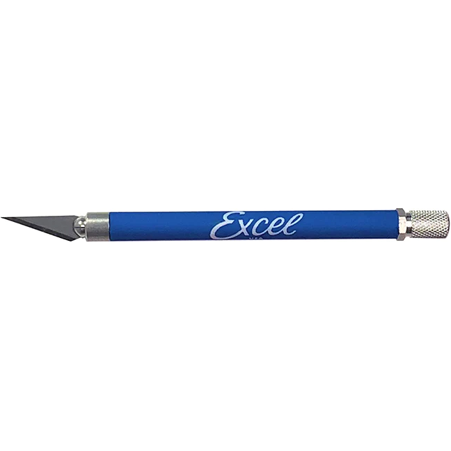 EXCEL K18 Cushion Grip Knife Non Roll with Safety Cap (Blue)