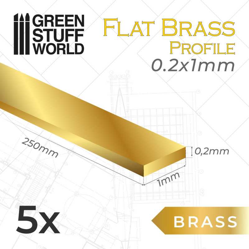 GREEN STUFF WORLD Flat Brass Profile 0.2 x 1mm