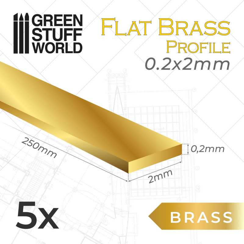 GREEN STUFF WORLD Flat Brass Profile 0.2 x 2mm