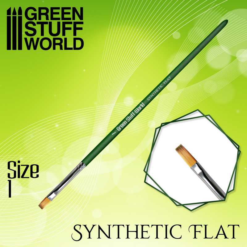 GREEN STUFF WORLD GREEN SERIES Flat Synthetic Brush Size 1
