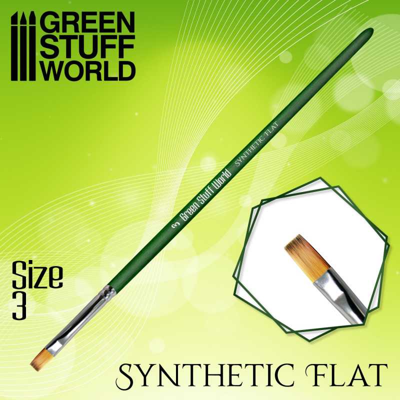GREEN STUFF WORLD GREEN SERIES Flat Synthetic Brush Size 3