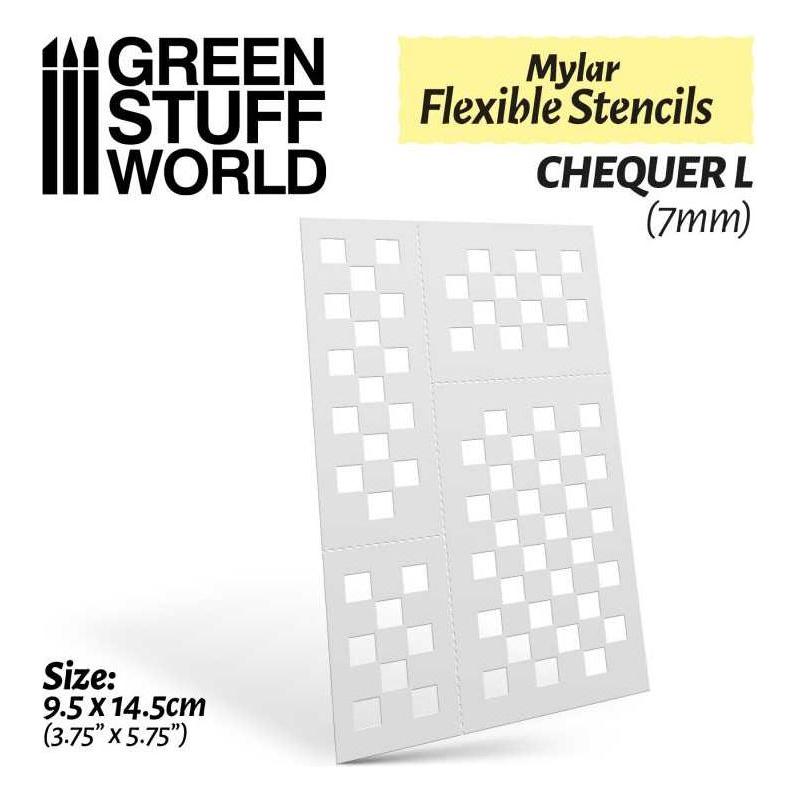 GREEN STUFF WORLD Flexible Stencils - CHEQUER L (7mm)