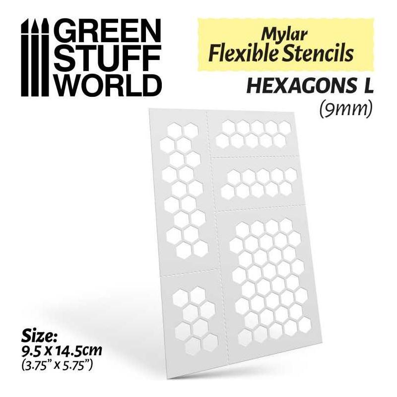 GREEN STUFF WORLD Flexible Stencils - HEXAGONS L (9mm)