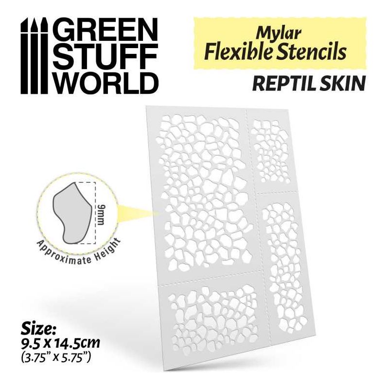 GREEN STUFF WORLD Flexible Stencils - REPTIL SKIN (9mm aprox.)