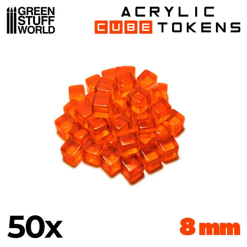 GREEN STUFF WORLD Gaming Tokens - Orange Cubes 8mm