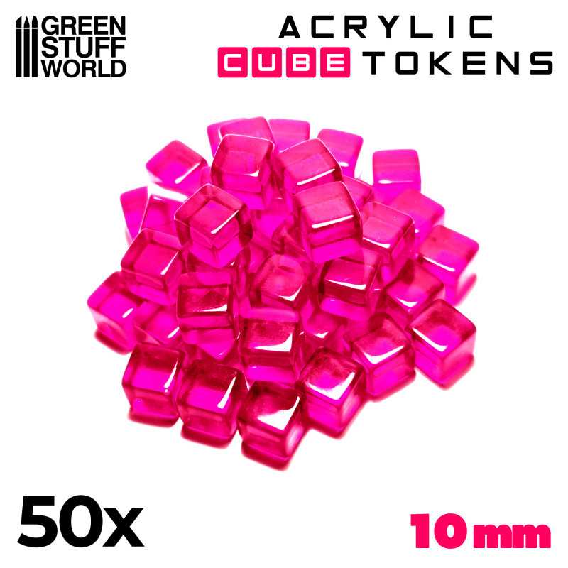 GREEN STUFF WORLD Gaming Tokens - Pink Cubes 10mm