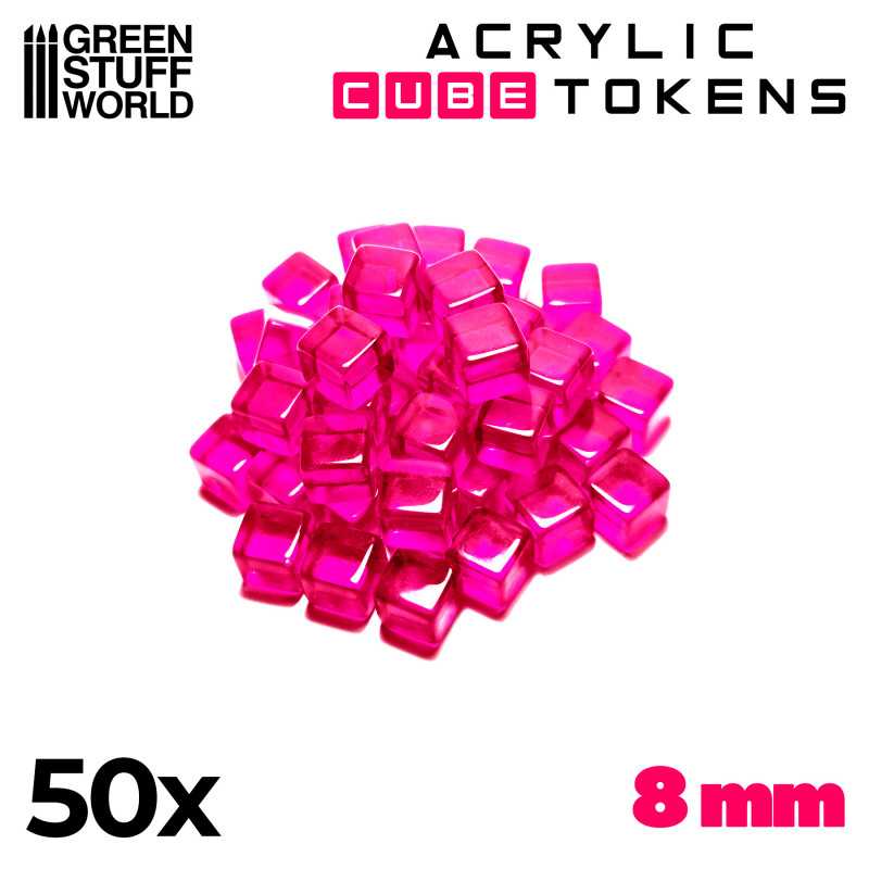 GREEN STUFF WORLD Gaming Tokens - Pink Cubes 8mm
