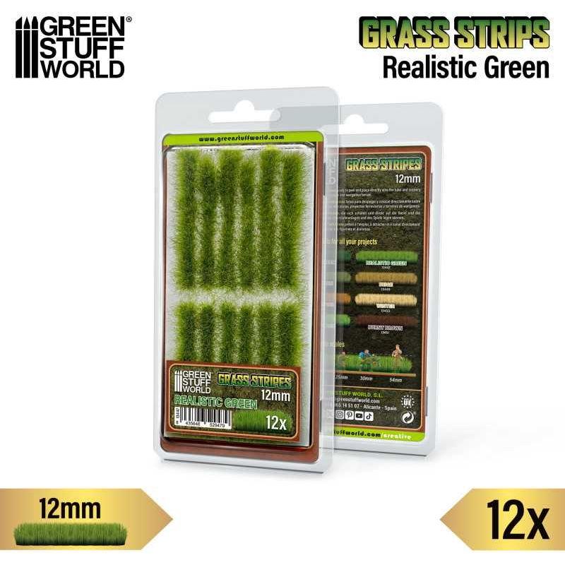 GREEN STUFF WORLD Grass Strips 12 mm - Realistic Green