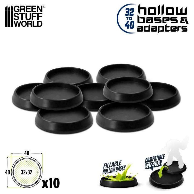 GREEN STUFF WORLD Hollow Plastic Bases - BLACK 40mm