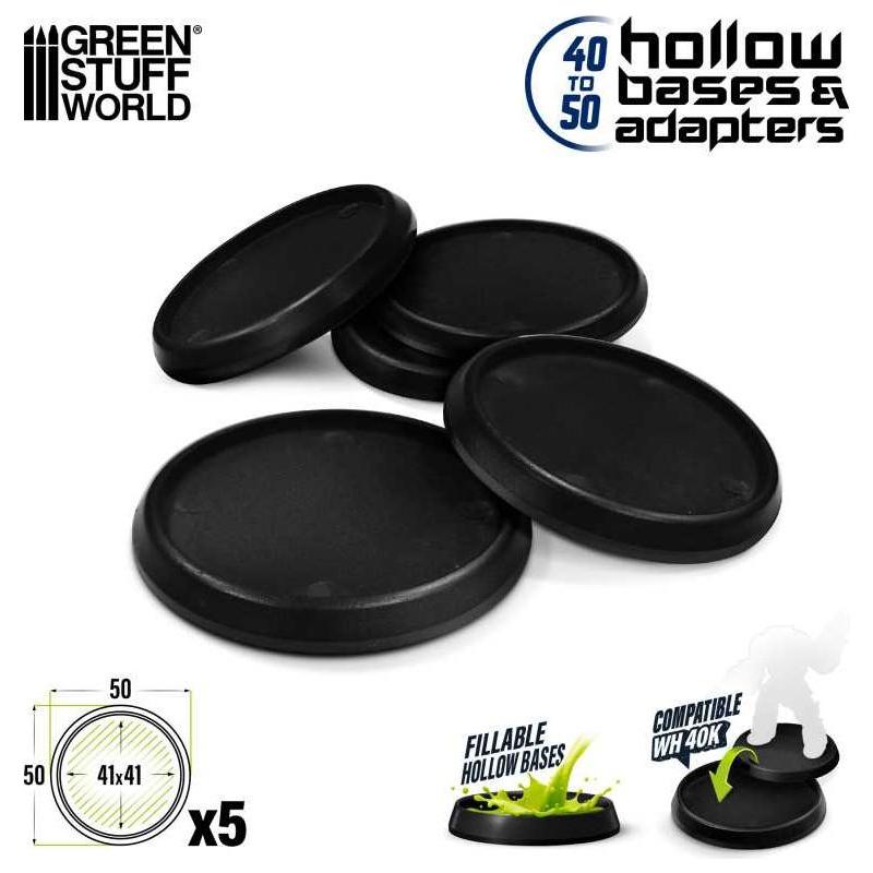 GREEN STUFF WORLD Hollow Plastic Bases - BLACK 50mm