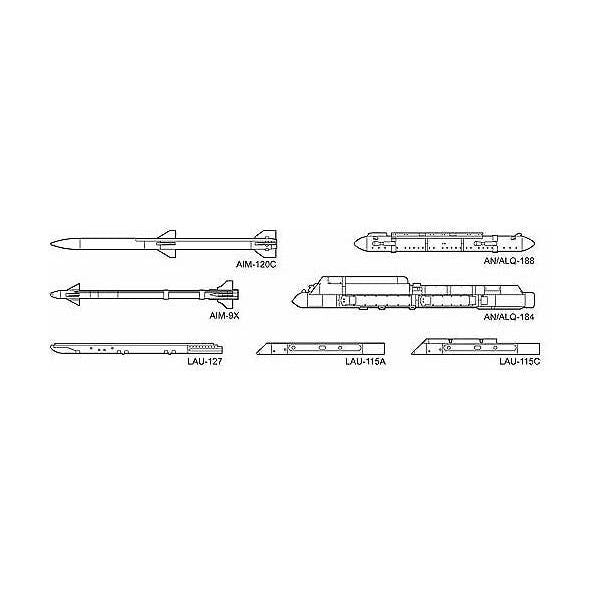 HASEGAWA 1/72 Aircraft Weapons: VIII (U.S. Air-To-Air Missiles & Jamming Pods)