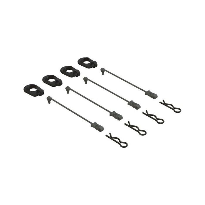 ARRMA Body Clip Retainers 1/5 Scale, Black, 4pcs, 8S BLX