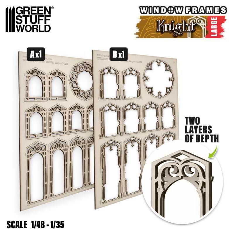 GREEN STUFF WORLD Knight Miniature Windows - Large
