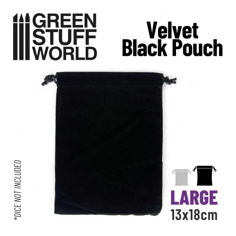 GREEN STUFF WORLD LARGE Velvet Black Pouch with Drawstrings