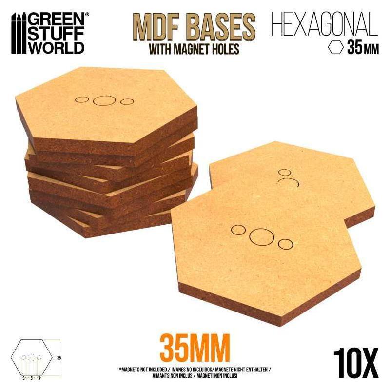 GREEN STUFF WORLD MDF Hex bases 35 mm