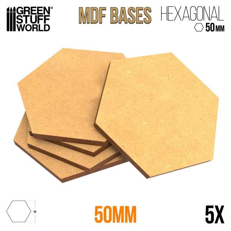 GREEN STUFF WORLD MDF Hex bases 50 mm