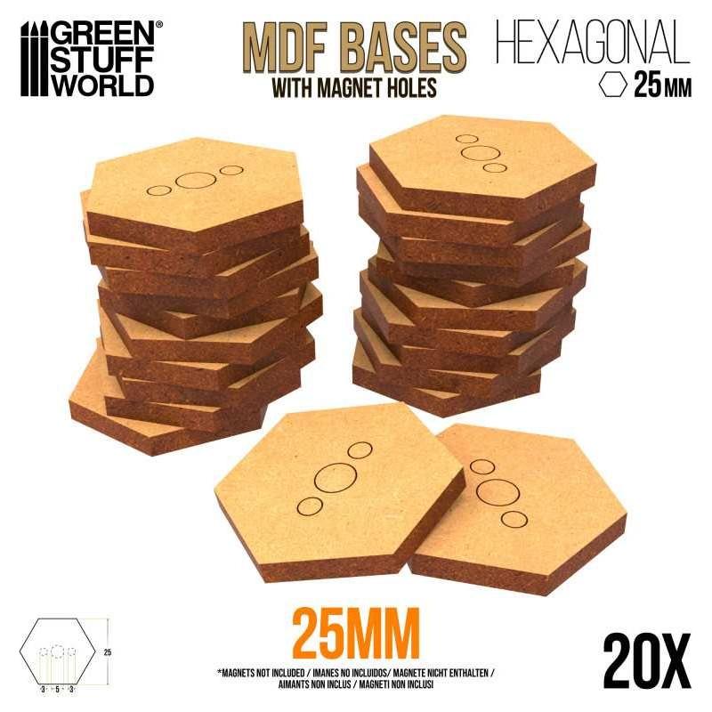 GREEN STUFF WORLD MDF Hex bases 25 mm