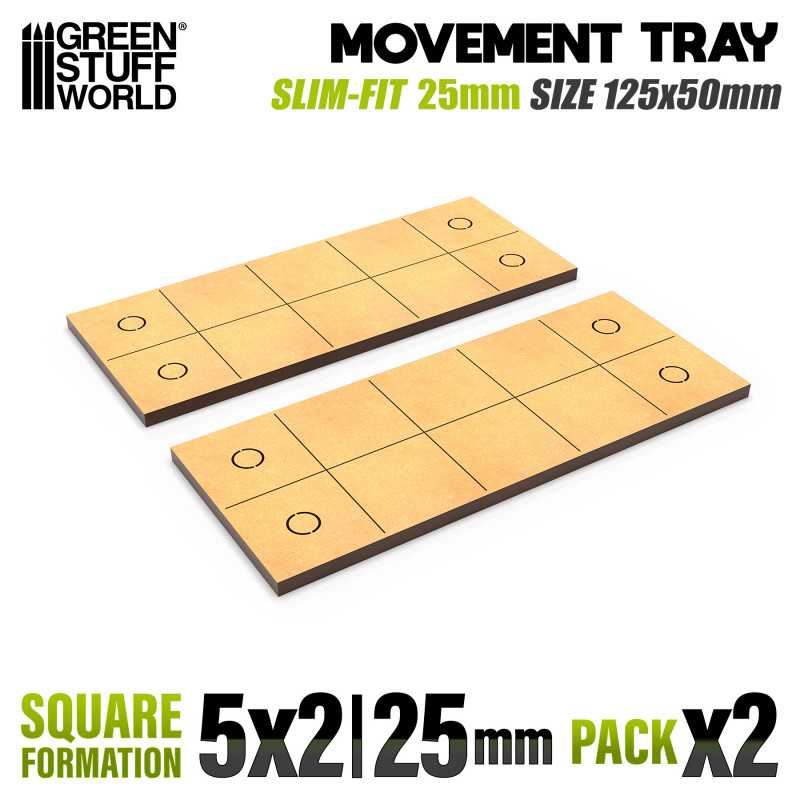 GREEN STUFF WORLD MDF Movement Trays - Slimfit Square 5x2