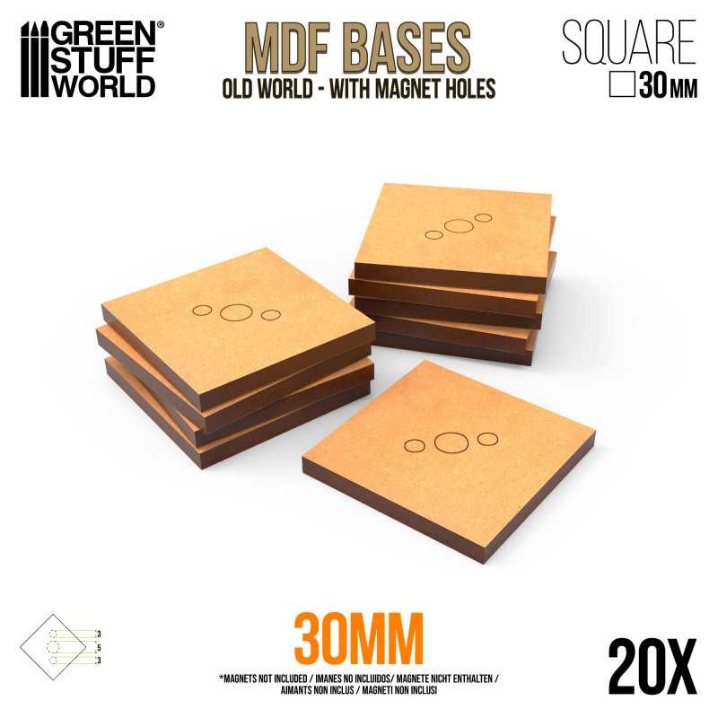 GREEN STUFF WORLD MDF Old World Bases - Square 30 mm