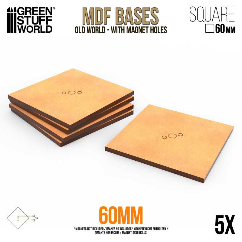 GREEN STUFF WORLD MDF Old World Bases - Square 60 mm