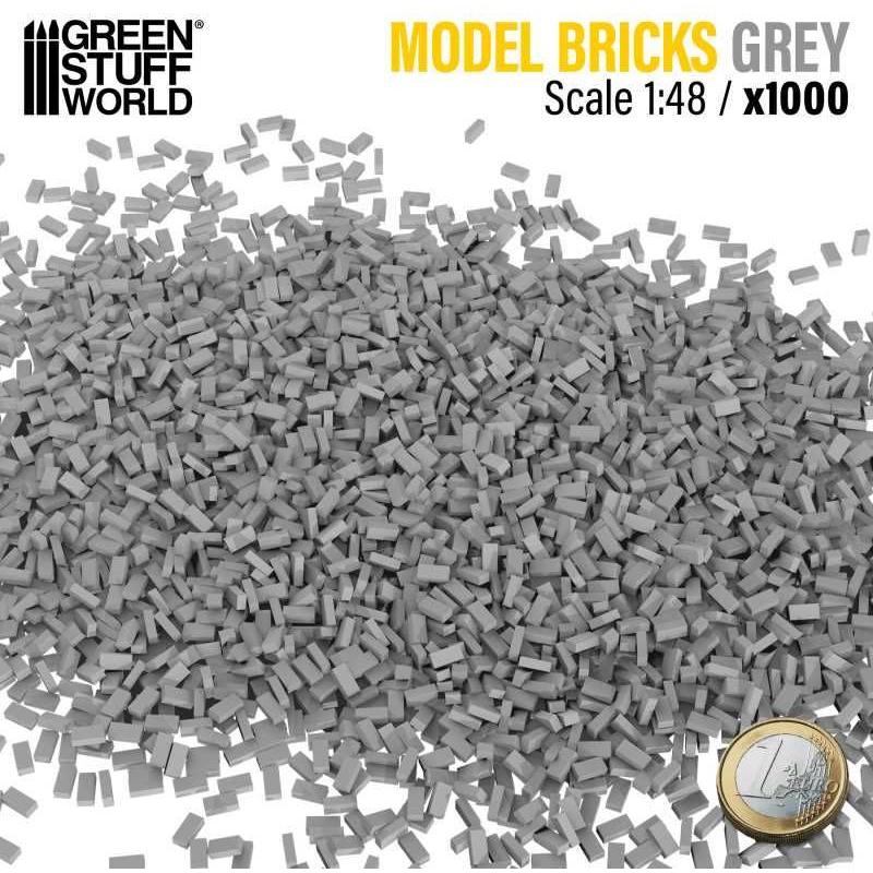 GREEN STUFF WORLD Miniature Bricks - Grey x 1000 1/48