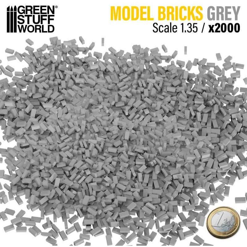 GREEN STUFF WORLD Miniature Bricks - Grey x 2000 1/35