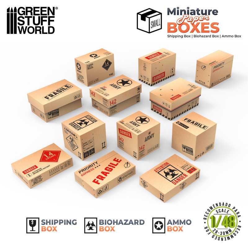 GREEN STUFF WORLD Miniature Printed Boxes - Small 1/48
