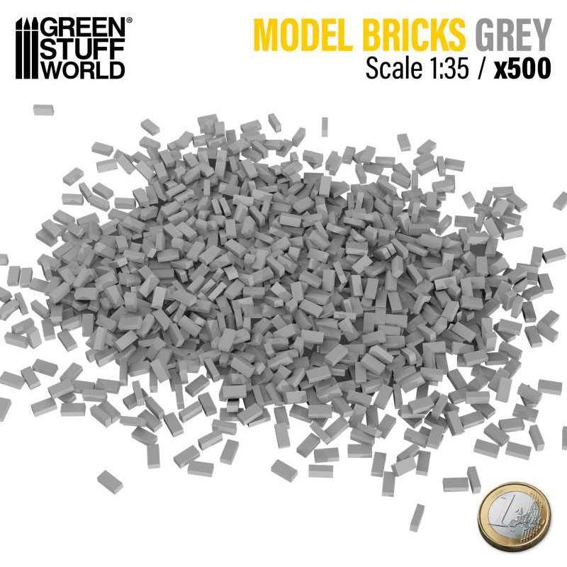 GREEN STUFF WORLD Miniature Bricks - Grey x 500 1/35