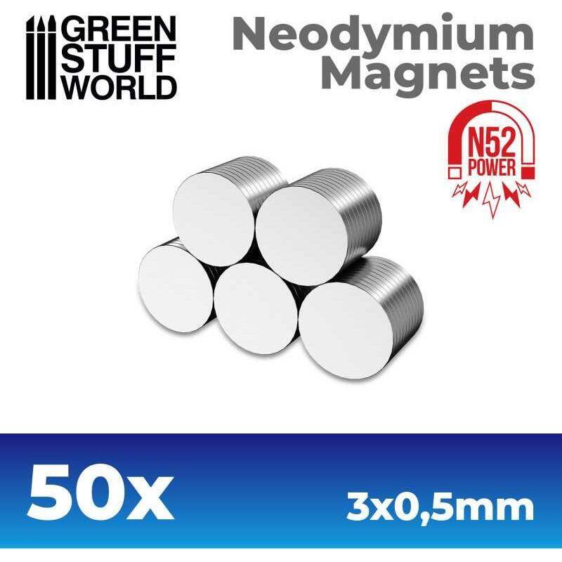 GREEN STUFF WORLD Neodymium Magnets 3x0'5mm - 50 units (N52)