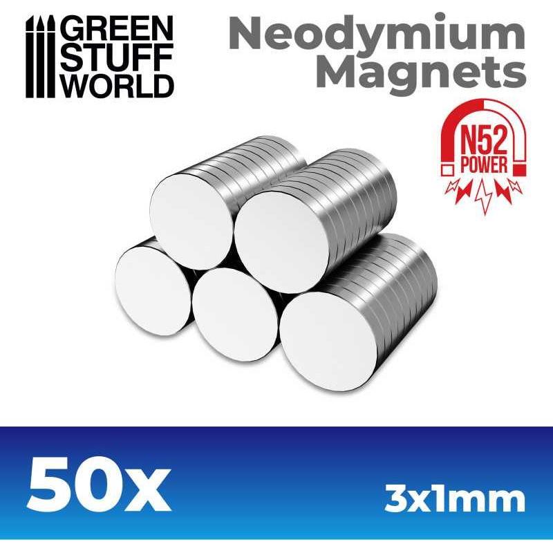 GREEN STUFF WORLD Neodymium Magnets 3x1mm - 50 units (N52)