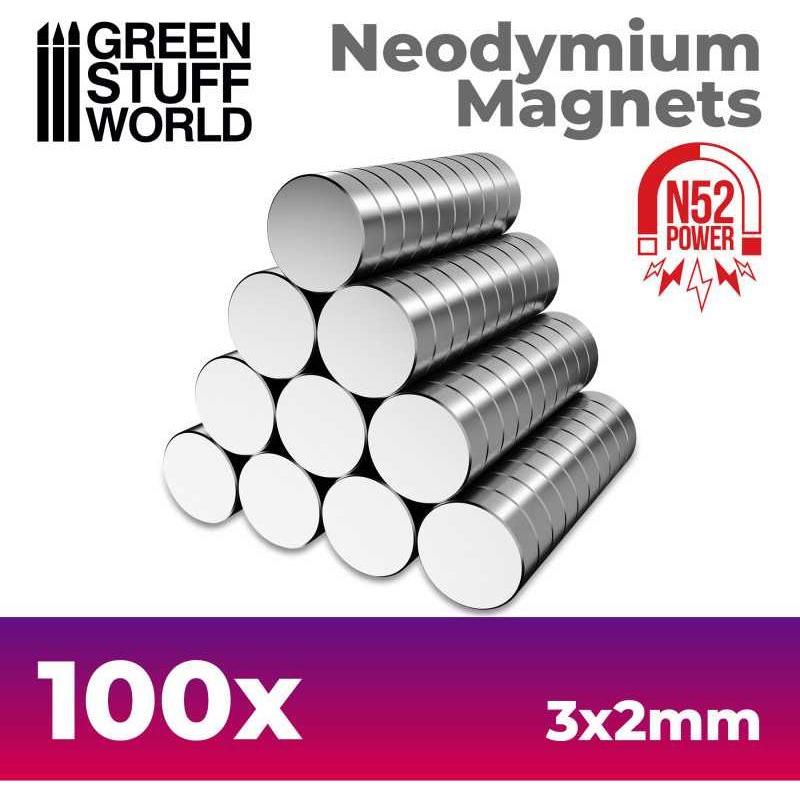 GREEN STUFF WORLD Neodymium Magnets 3x2mm - 100 units (N52)
