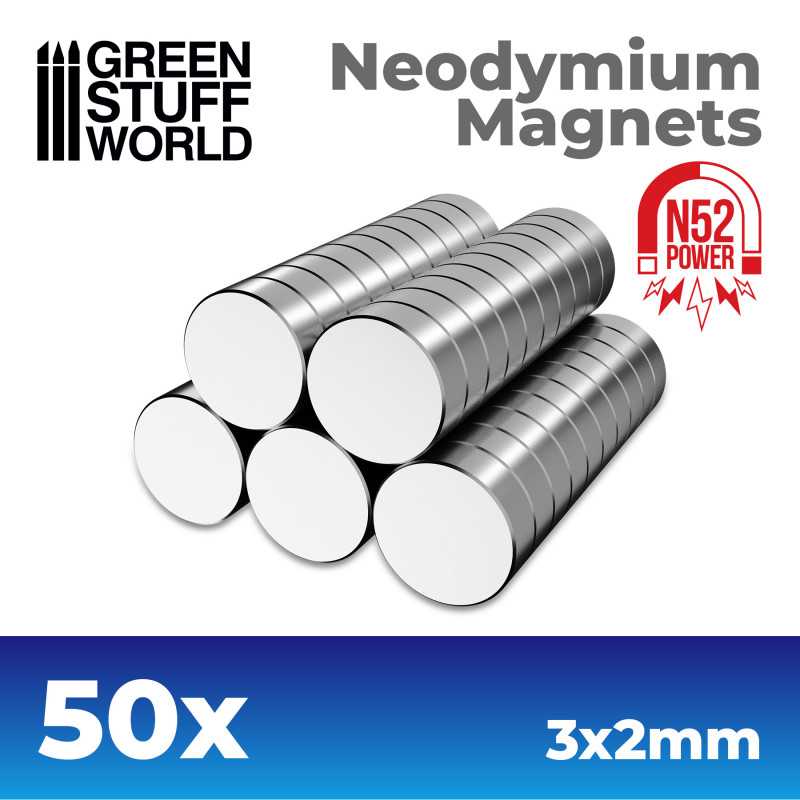GREEN STUFF WORLD Neodymium Magnets 3x2mm - 50 units (N52)