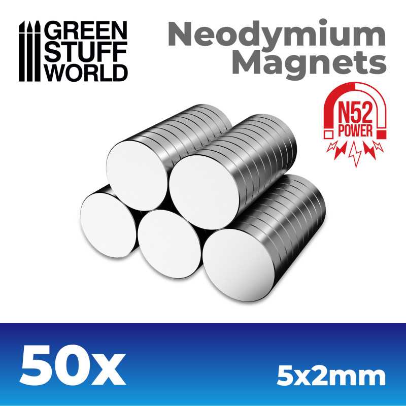 GREEN STUFF WORLD Neodymium Magnets 5x2mm - 50 units (N52)