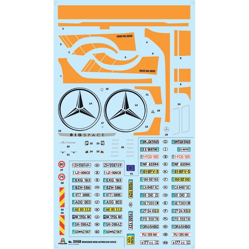 ITALERI Mercedes Benz Actros MP4 Big Space Grand Prix Edition (Super Decal Sheet)