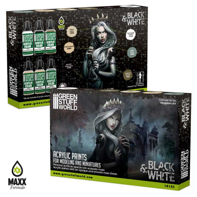 GREEN STUFF WORLD Paint Set - Black and White