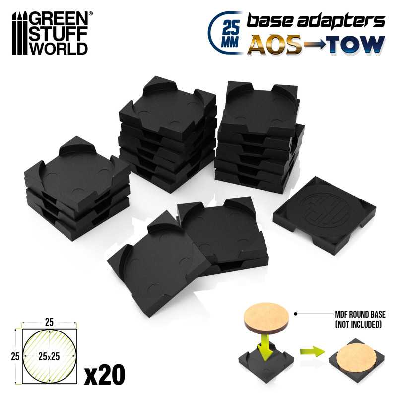 GREEN STUFF WORLD Round to square base adapter 25mm