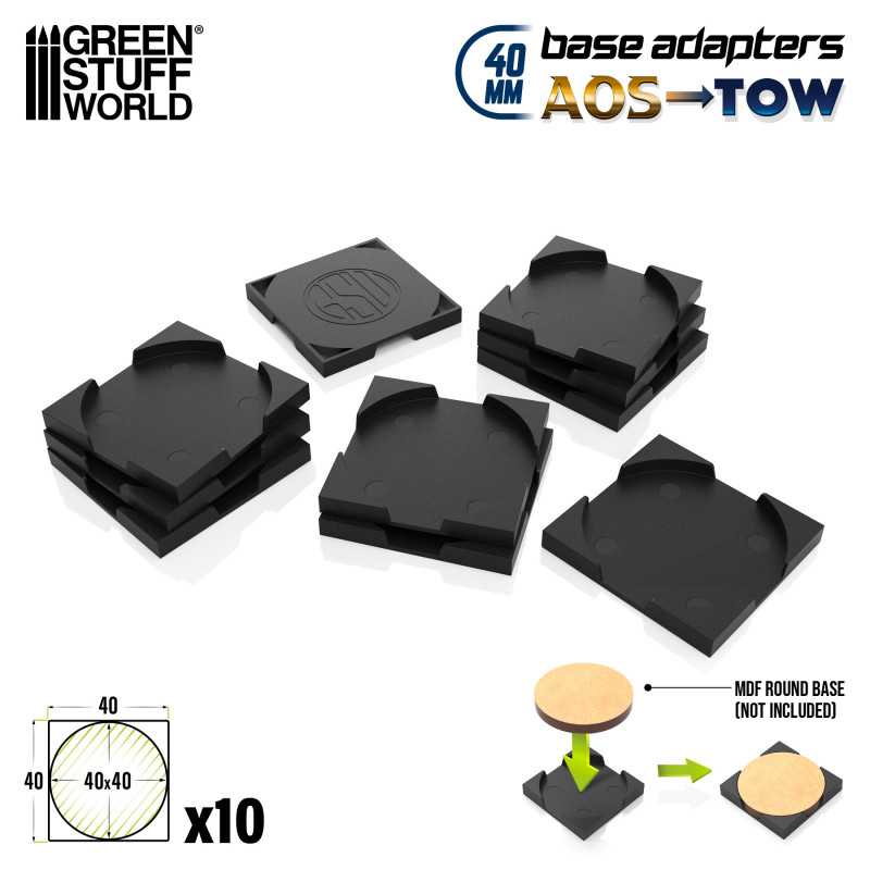 GREEN STUFF WORLD Plastic round to square base adapter 40mm