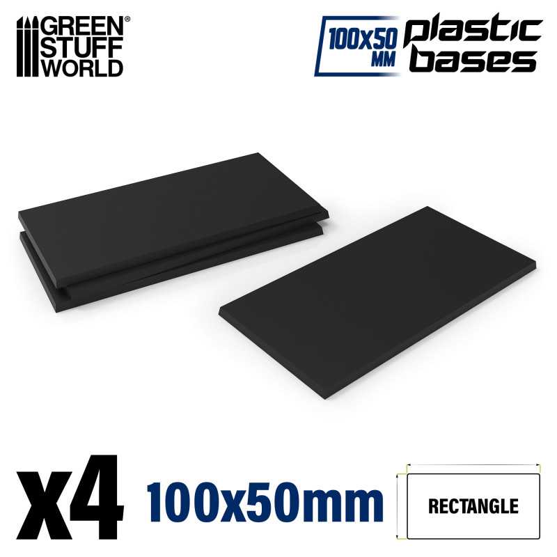 GREEN STUFF WORLD Plastic Bases - 4x Rectangle 50x100mm