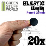 GREEN STUFF WORLD Plastic Bases - Round 25mm BLACK