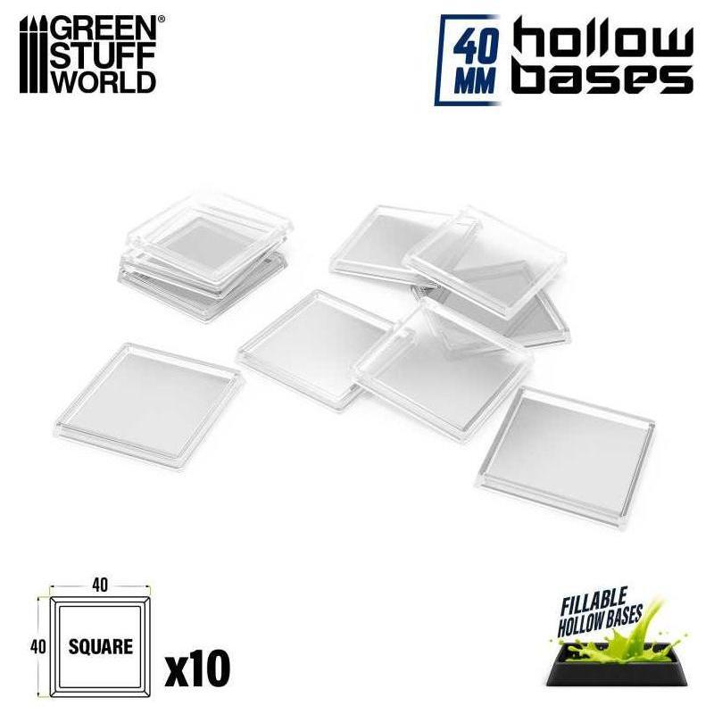 GREEN STUFF WORLD Plastic CLEAR Square Hollow Base 40mm