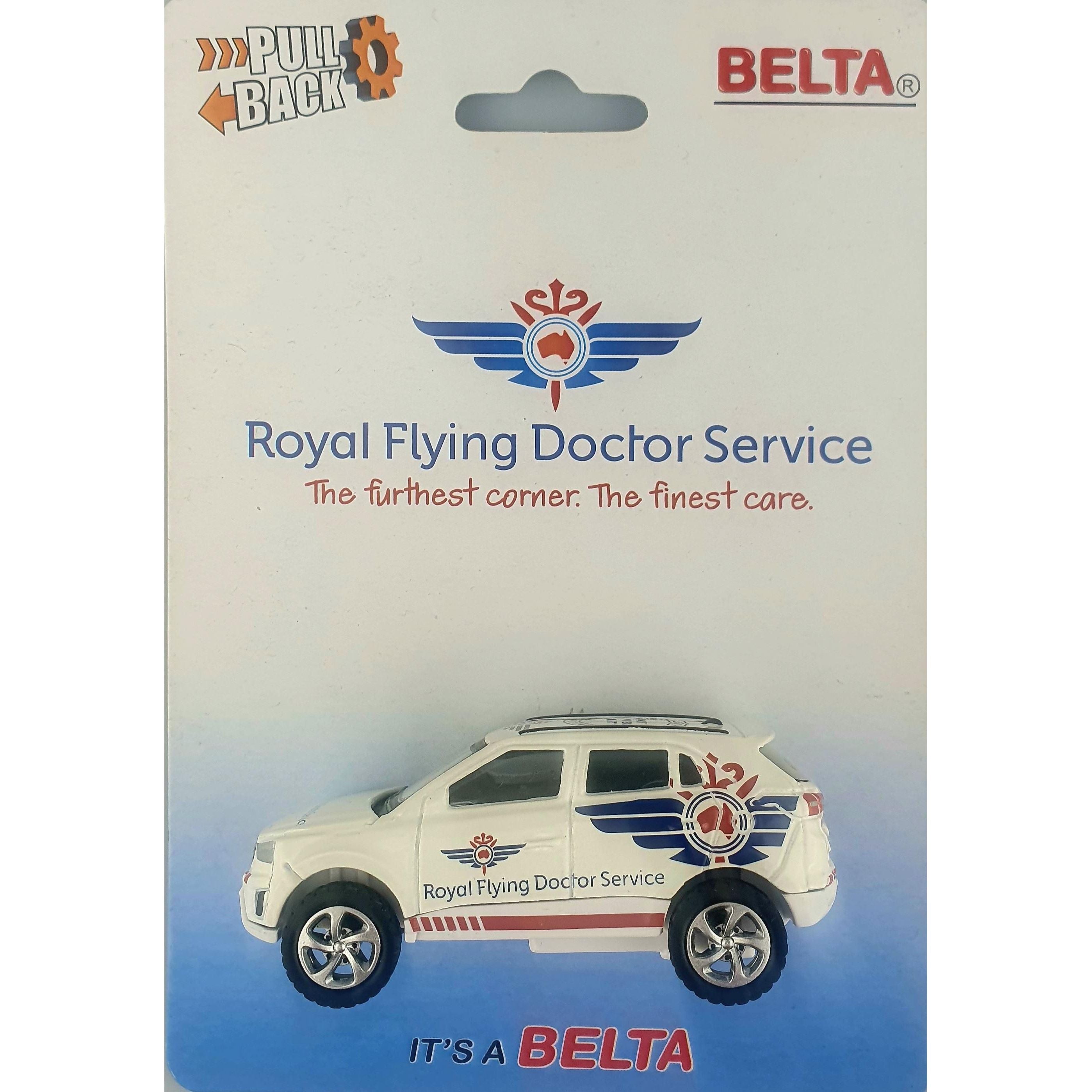 BELTA BRANDS DIE CAST ROYAL FLYING DOCTOR SUV PULLBACK SCALE 1:60