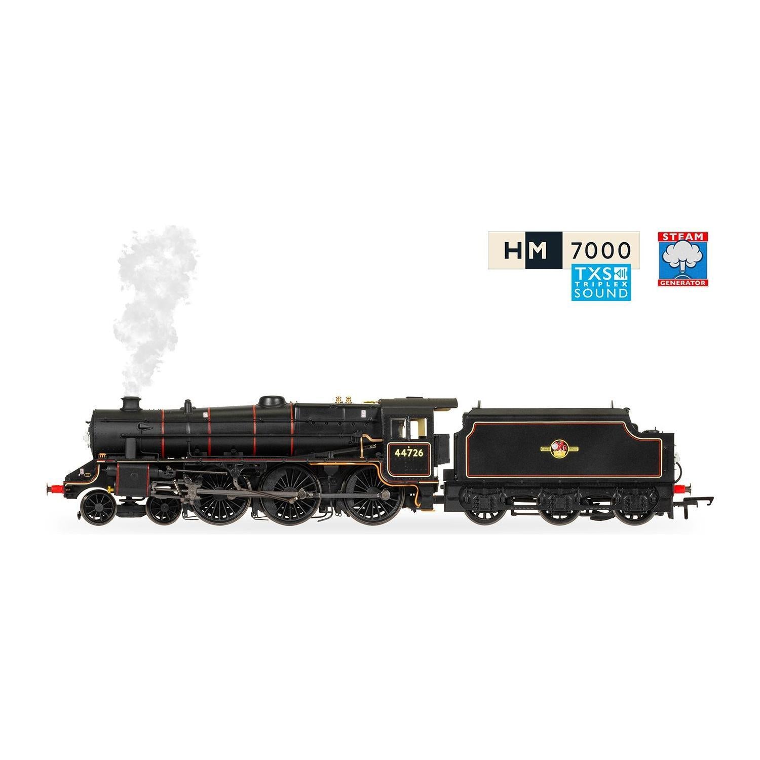 HORNBY OO BR, Stanier 5MT 'Black 5', 4-6-0, 44726 With Steam Generator - Era 5