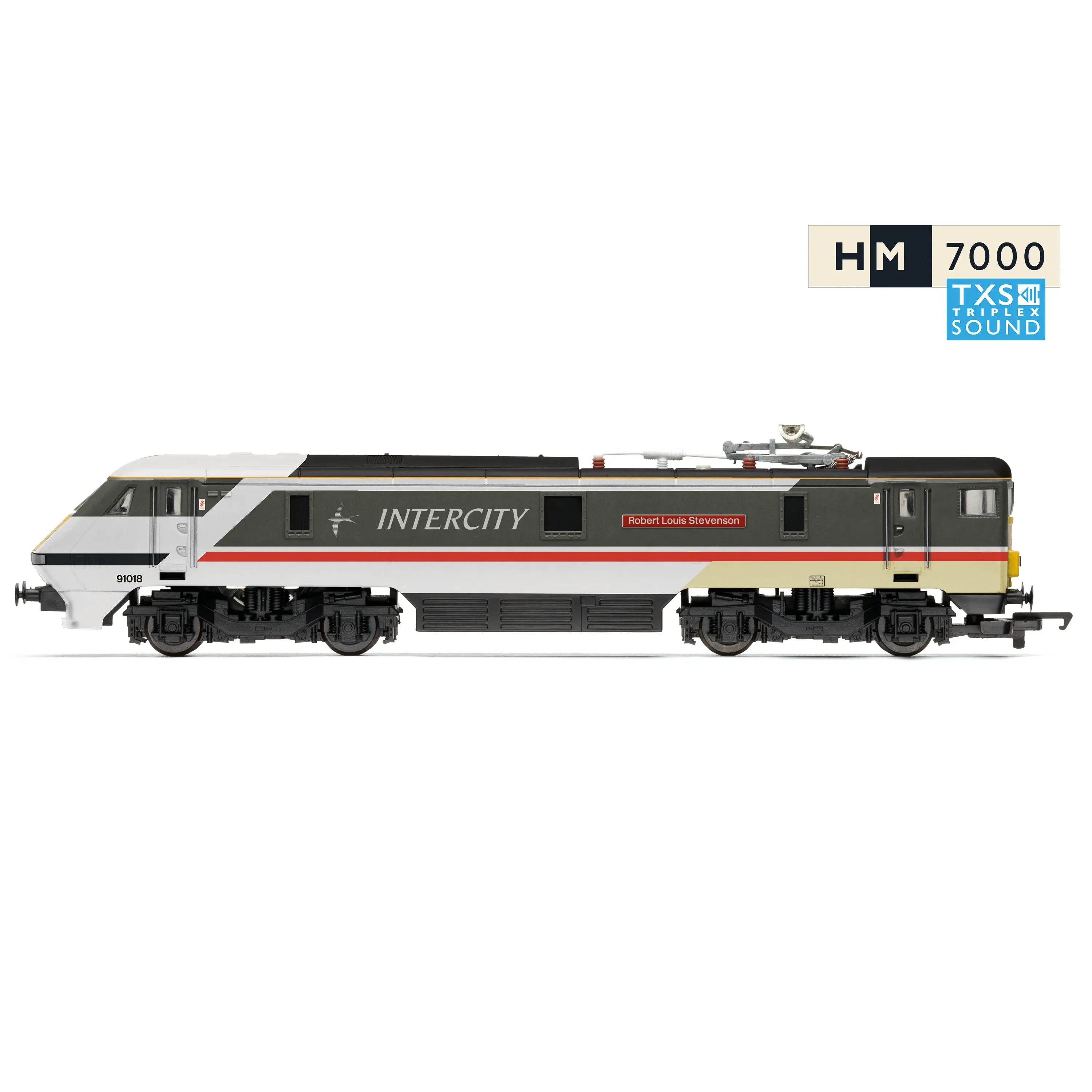 HORNBY OO RailRoad: BR - Intercity Class 91 - 'Robert Louis Stevenson' 91018 (DCC Sound Fitted)