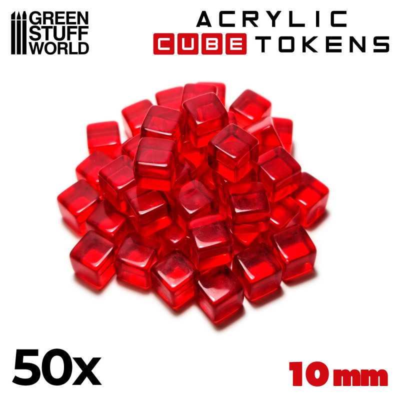 GREEN STUFF WORLD Red Acrylic Cube tokens
